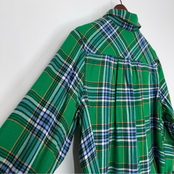 Aerie Green Plaid Button Down Pajama Loungewear Long Sleeve Shirt Size Large - Picture 8 of 16